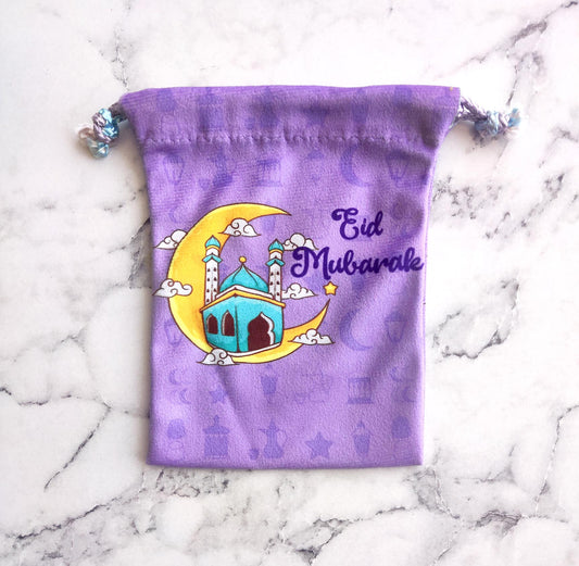 Eid Mubarak Potli Pouch - Lilac