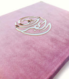 Load image into Gallery viewer, Light Pink Velvet Rainbow Quran Set (with Cover)