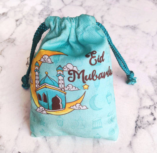 Eid Mubarak Potli Pouches - Aqua