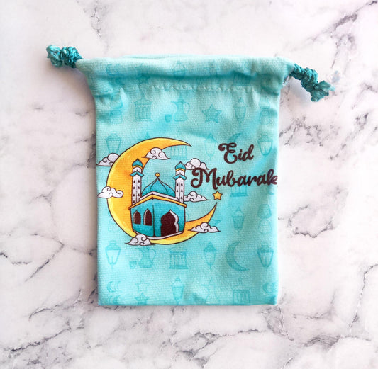 Eid Mubarak Potli Pouches - Aqua