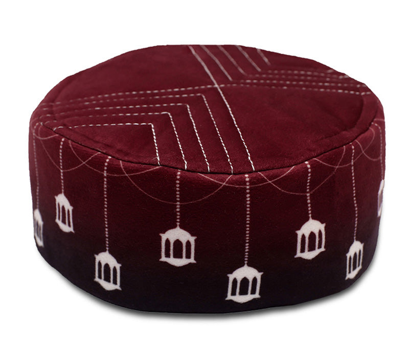 Maroon Lanterns Prayer Cap