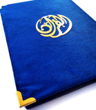 Load image into Gallery viewer, Blue Velvet Rainbow Quran Set (with Box Stand)