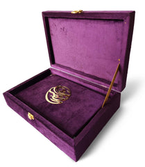 Purple Velvet Rainbow Quran Set (with Box Stand)