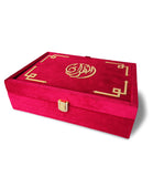 Load image into Gallery viewer, Dark Pink Velvet Rainbow Quran Set (with Box Stand)