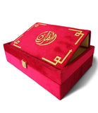 Load image into Gallery viewer, Dark Pink Velvet Rainbow Quran Set (with Box Stand)