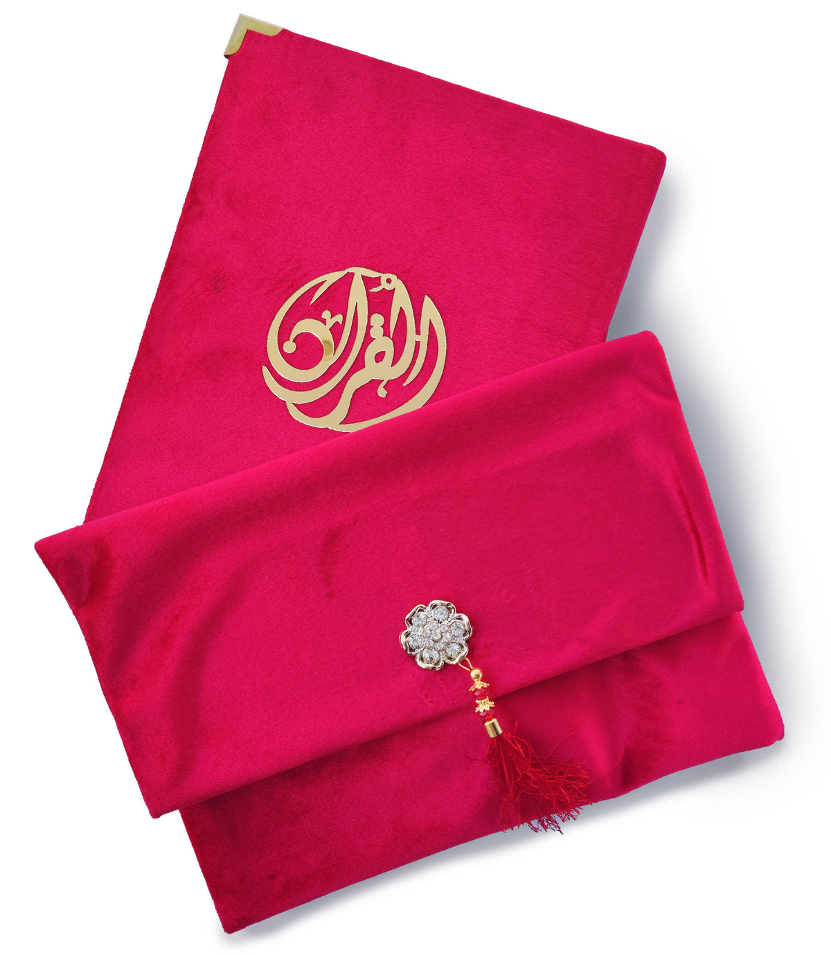 Dark Pink Velvet Rainbow Quran Set (with Cover)