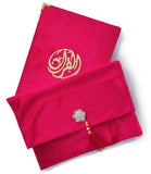 Load image into Gallery viewer, Dark Pink Velvet Rainbow Quran Set (with Cover)